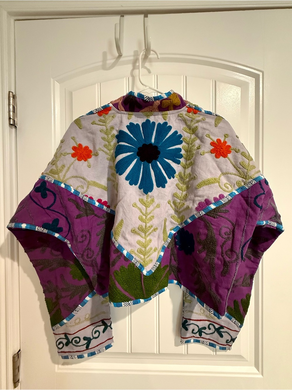 Embroidered Floral Bomber Jacket - Purple & Teal